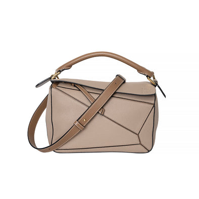 Khaki Classic Calfskin Leather Small Puzzle Bag (Rented Out)