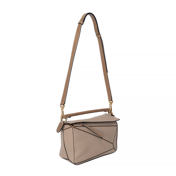 Khaki Classic Calfskin Leather Small Puzzle Bag (Rented Out)
