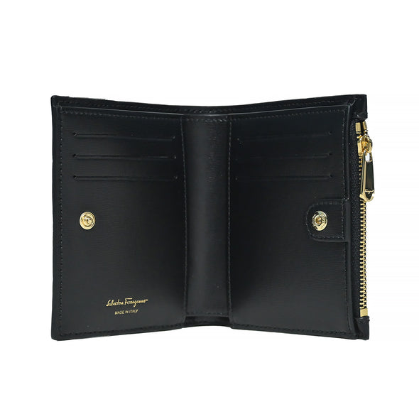 Nero Vara Bow Calfskin Leather Compact Wallet (Rented Out)