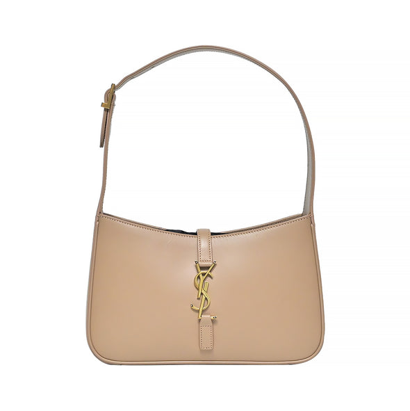 Beige LE 5 A 7 Smooth Leather Hobo Bag (Rented Out)
