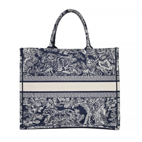 Blue Toile de Jouy Embroidery Large Dior Book Tote - 2 (Rented Out)