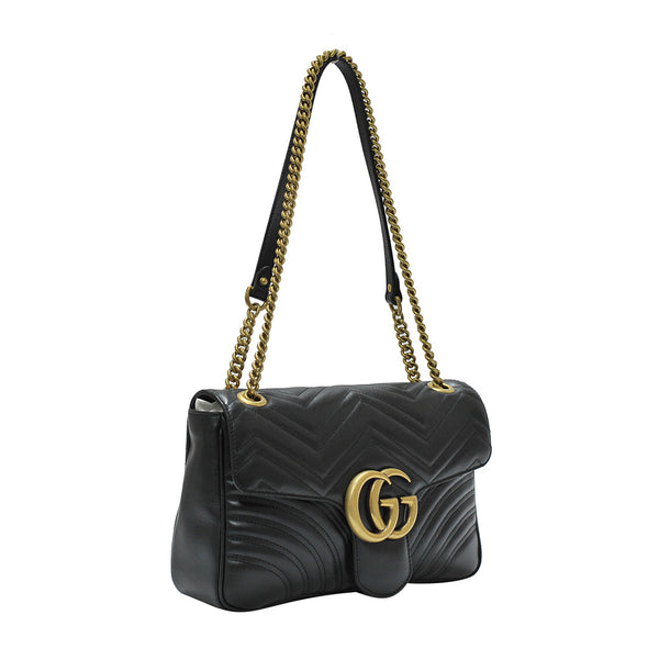 Black GG Marmont Matelasse Small Shoulder Bag (Antique Goldtone Hardware) (Rented Out)