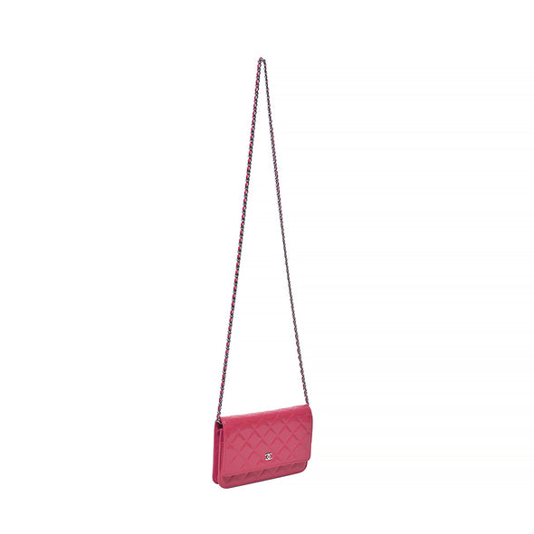 Fuchsia Patent Leather Classic Wallet On Chain (WOC)