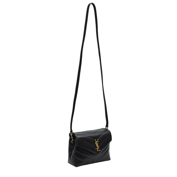 Black Matelasse Leather Loulou Toy Bag in Antique Gold Hardware (Rented Out)