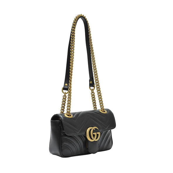 Nero GG Marmont Small Matelasse Shoulder Bag (Rented Out)