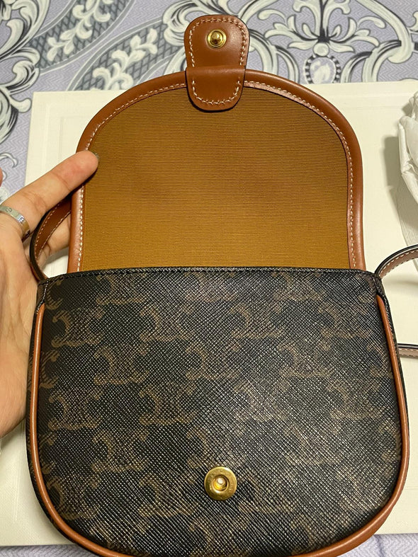 Celine Mini Besace in Triomphe Canvas and Calfskin