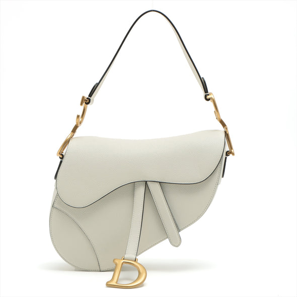 Christian Dior Latte Grained Calfskin Leather Saddle Bag [Clearance Sale]