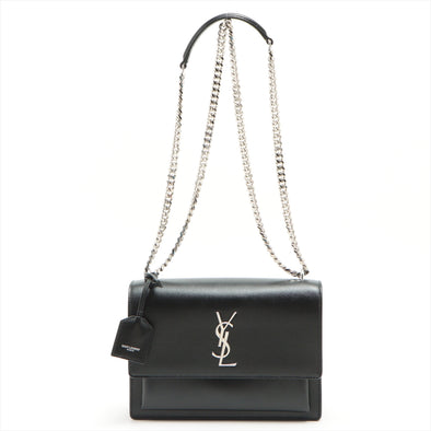 Saint Laurent Black Smooth Calfskin Leather Sunset Medium Chain Bag [Clearance Sale]