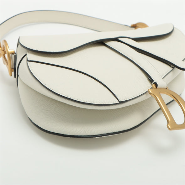 Christian Dior Latte Grained Calfskin Leather Saddle Bag [Clearance Sale]