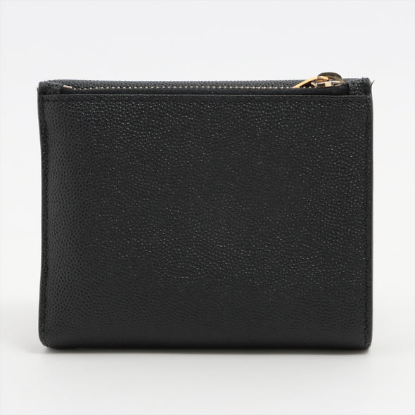 Black Grained Calfskin Leather Uptown Compact Wallet (Rented Out)