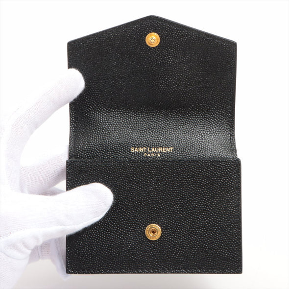 Saint Laurent Black Grained Leather Uptown Business Card Case [Clearance Sale]