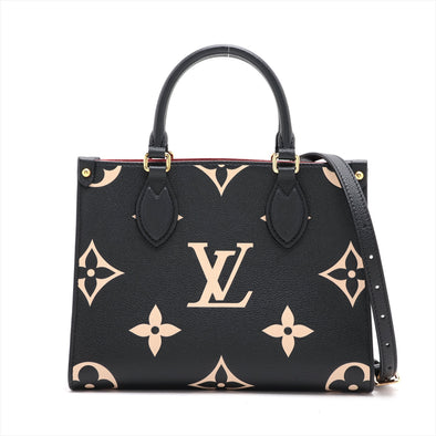 Louis Vuitton Black/Beige Bicolor Monogram Empreinte Leather On The Go PM [Clearance Sale]