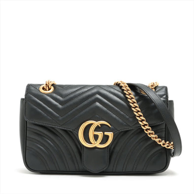 Gucci Black Leather GG Marmont Small Matelasse Shoulder Bag [Clearance Sale]