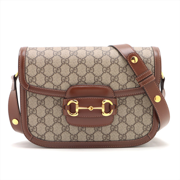 Gucci Brown GG Supreme Horsebit 1955 Shoulder Bag [Clearance Sale]