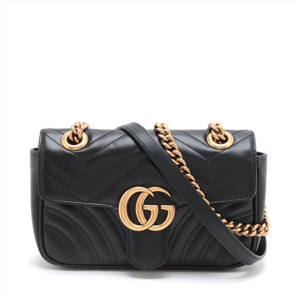 Gucci Black Leather GG Marmont Matelasse Mini Bag [Clearance Sale]
