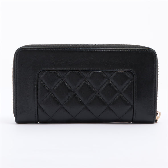 Chanel Black Leather CC Logo Zip Around Wallet [Clearance Sale]