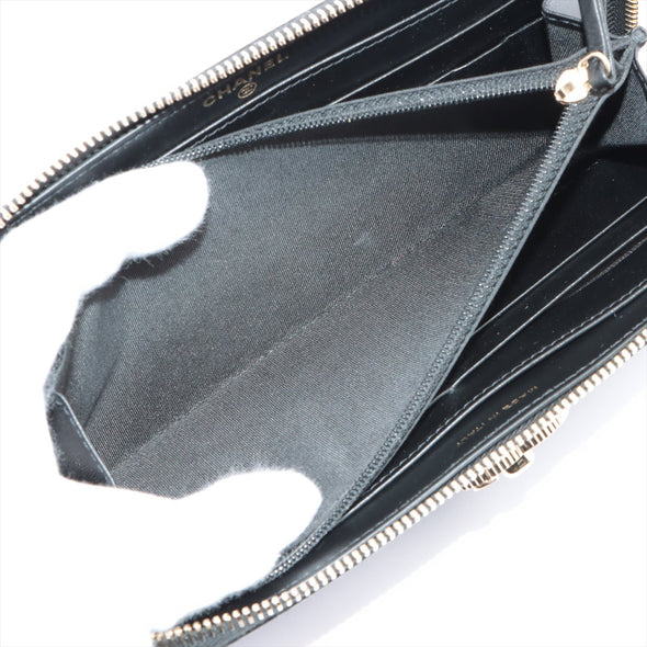 Chanel Black Leather CC Logo Zip Around Wallet [Clearance Sale]