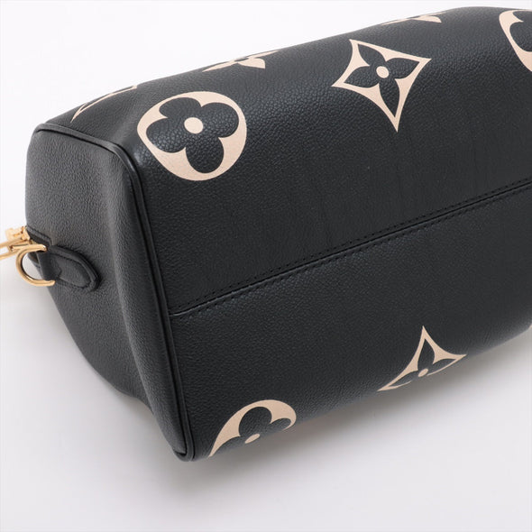 Louis Vuitton Black Beige Bicolor Monogram Empreinte Leather Speedy Bandouliere 25 [4-Month Instalment Plan]