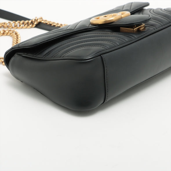 Gucci Black Leather GG Marmont Small Matelasse Shoulder Bag [Clearance Sale]