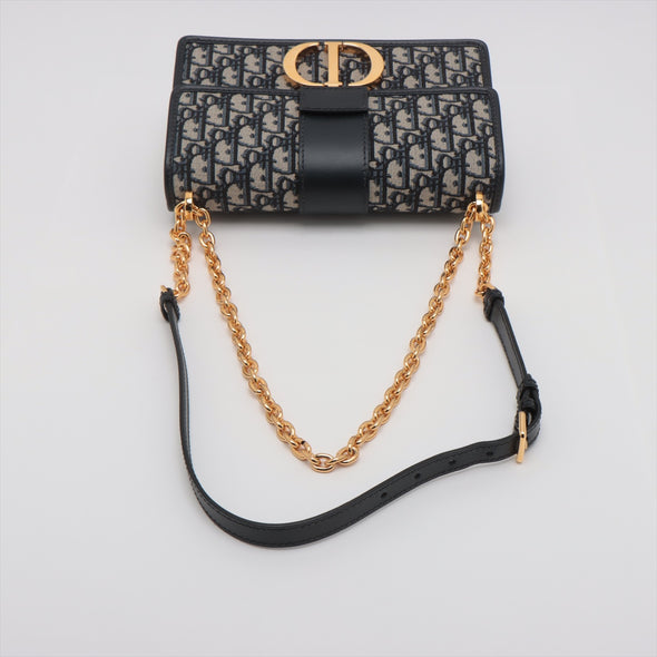 Christian Dior Blue Dior Oblique Jacquard 30 Montaigne Bag [Clearance Sale]