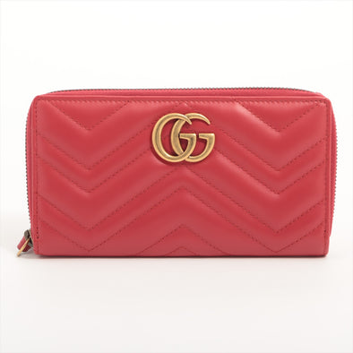 Gucci Red GG Marmont Matelasse Zip Around Wallet [Clearance Sale]