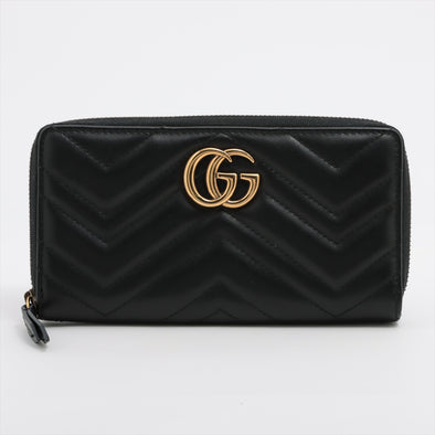 Gucci Black GG Marmont Matelasse Zip Around Wallet [Clearance Sale]