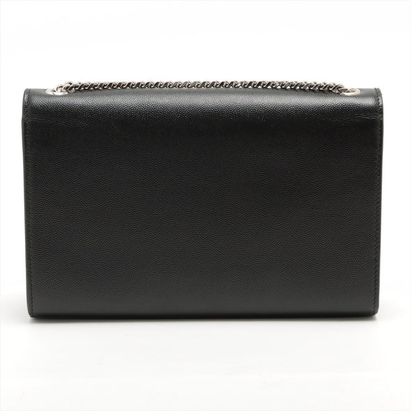 Saint Laurent Black Grain De Poudre Embossed Leather Kate Medium Chain Bag [Clearance Sale]