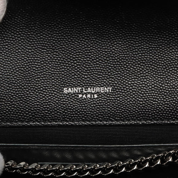 Saint Laurent Black Grain De Poudre Embossed Leather Kate Medium Chain Bag [Clearance Sale]