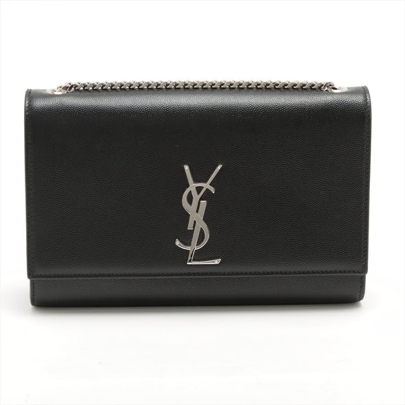 Saint Laurent Black Grain De Poudre Embossed Leather Kate Medium Chain Bag [Clearance Sale]