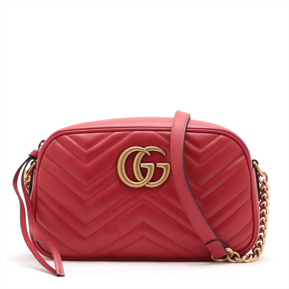 Gucci Red Leather GG Marmont Small Shoulder Bag [Clearance Sale]