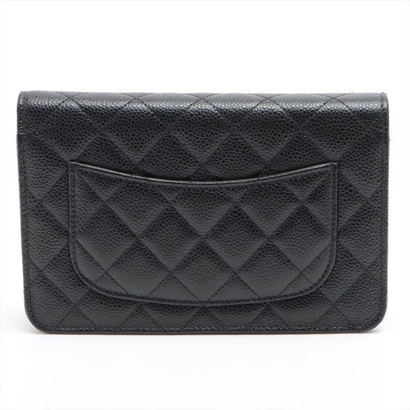 Chanel Black Caviar Calfskin Leather Wallet On Chain (Goldtone Hardware) [PRTO]