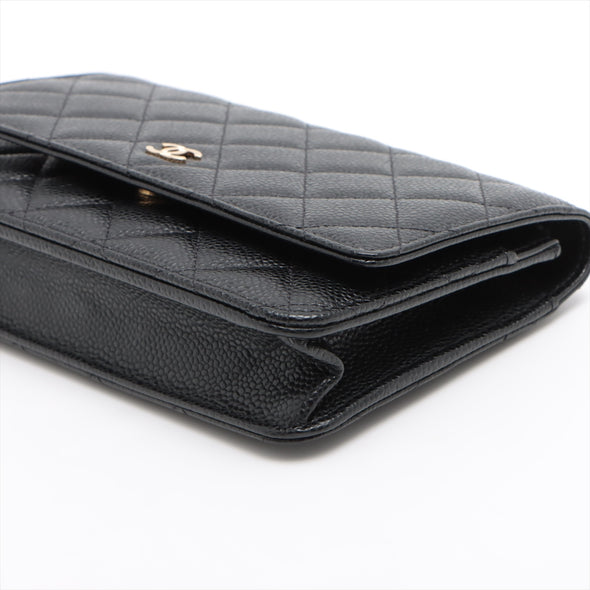 Chanel Black Caviar Calfskin Leather Wallet On Chain (Goldtone Hardware) [PRTO]