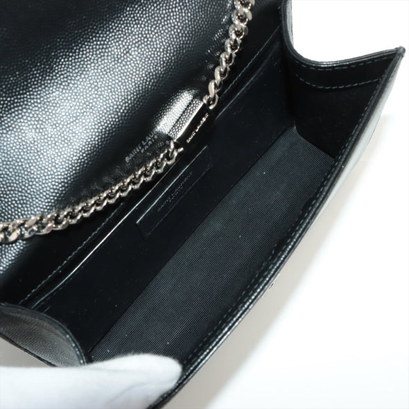 Saint Laurent Black Grain De Poudre Embossed Leather Kate Small Chain Bag [Clearance Sale]