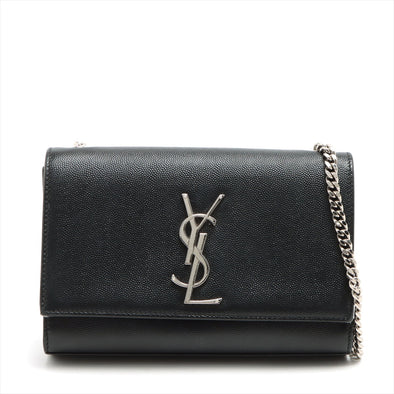 Saint Laurent Black Grain De Poudre Embossed Leather Kate Small Chain Bag [Clearance Sale]