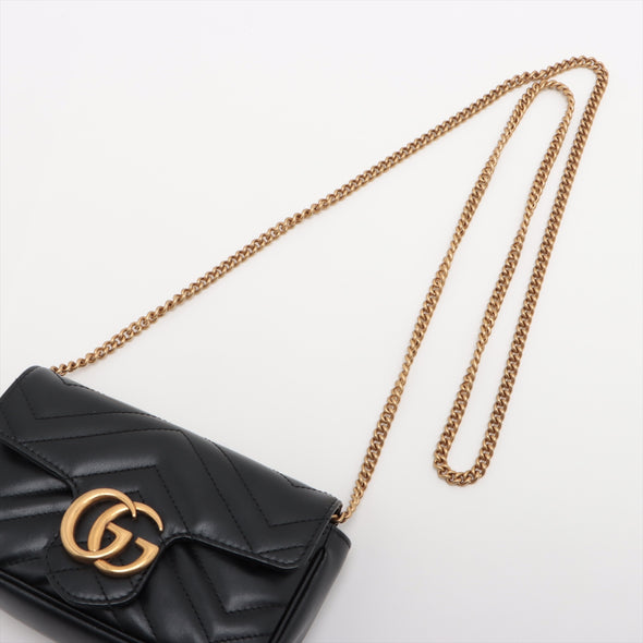 Gucci Black Leather GG Marmont Matelasse Leather Super Mini Bag [Clearance Sale]