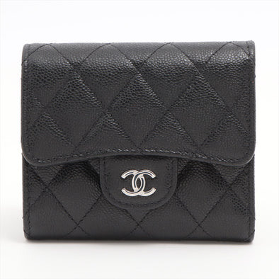 Chanel Black Caviar Leather Compact Wallet [Clearance Sale]