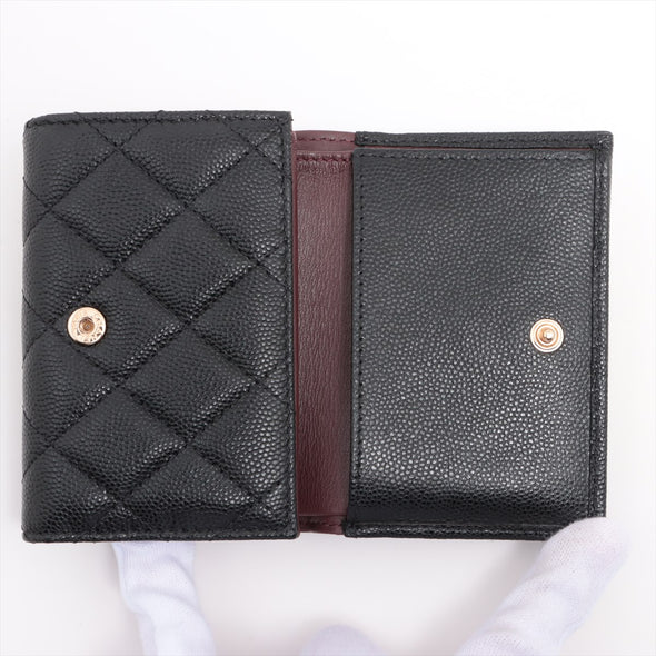 Chanel Black Caviar Leather Compact Wallet [Clearance Sale]