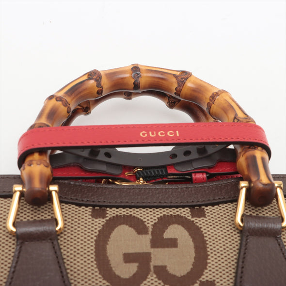 Brown Jumbo GG Canvas Diana Mini Tote Bag
