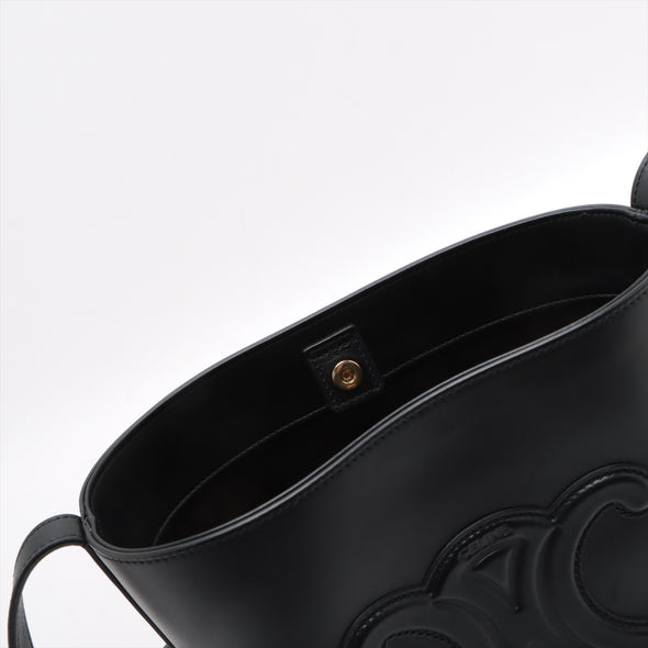 Black Grained Calfskin Cuir Triomphe Small Bucket Bag