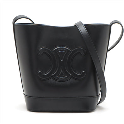 Black Grained Calfskin Cuir Triomphe Small Bucket Bag