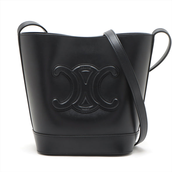 Black Grained Calfskin Cuir Triomphe Small Bucket Bag