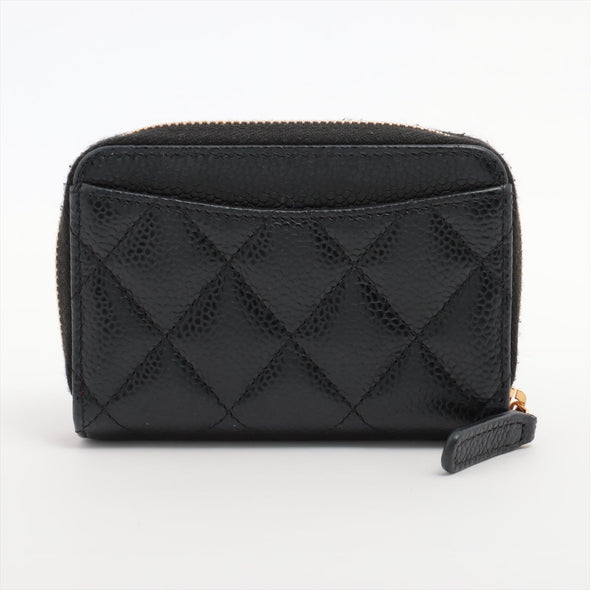 Black Caviar Leather Classic Zipped Coin Purse