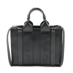 Chloe Black Leather Small Woody Tote Bag [Clearance Sale]