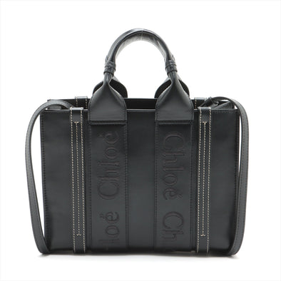 Chloe Black Leather Small Woody Tote Bag [Clearance Sale]