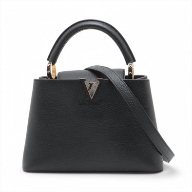 Black Taurillon Leather Capucines BB