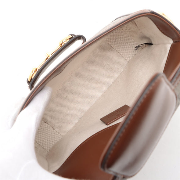 Gucci Brown GG Supreme Horsebit 1955 Small Shoulder Bag [Clearance Sale]