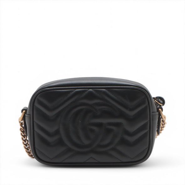 Gucci Black Leather GG Marmont Mini Camera Bag [Clearance Sale]