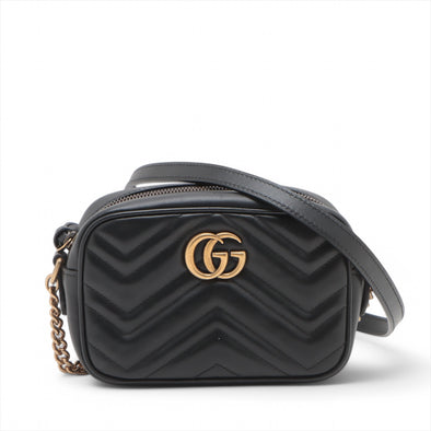 Gucci Black Leather GG Marmont Mini Camera Bag [Clearance Sale]