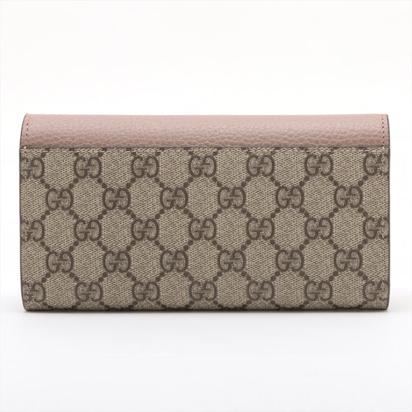 Gucci Pink Leather GG Supreme Marmont Bi-colour Continental Wallet [Clearance Sale]