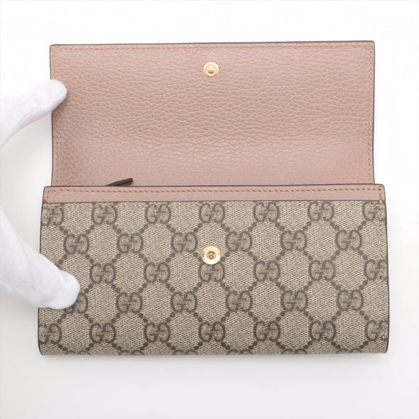 Gucci Pink Leather GG Supreme Marmont Bi-colour Continental Wallet [Clearance Sale]